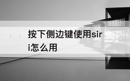 按下侧边键使用siri怎么用
