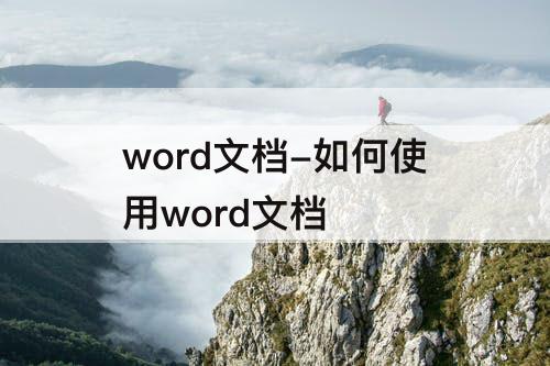 word文档-如何使用word文档