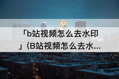 「b站视频怎么去水印」(B站视频怎么去水印?)
