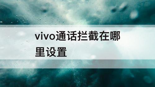 vivo通话拦截在哪里设置