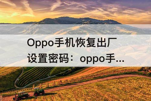 Oppo手机恢复出厂设置密码：oppo手机恢复出厂设置密码怎么解锁?