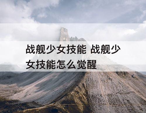 战舰少女技能 战舰少女技能怎么觉醒