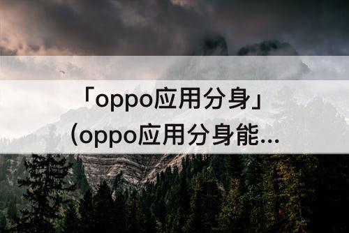 「oppo应用分身」(oppo应用分身能开几个)