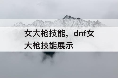女大枪技能，dnf女大枪技能展示