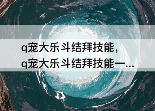 q宠大乐斗结拜技能，q宠大乐斗结拜技能一共有哪些