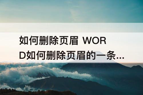 如何删除页眉 WORD如何删除页眉的一条横线