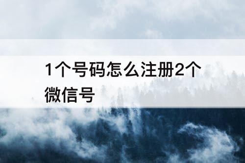 1个号码怎么注册2个微信号