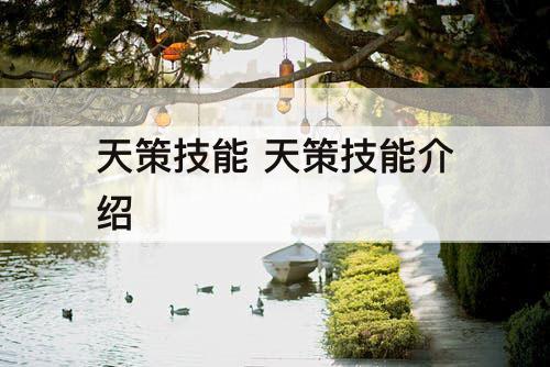 天策技能 天策技能介绍