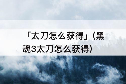 「太刀怎么获得」(黑魂3太刀怎么获得)