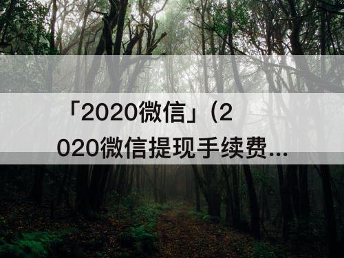 「2020微信」(2020微信提现手续费多少)