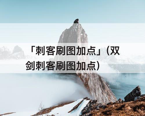 「刺客刷图加点」(双剑刺客刷图加点)