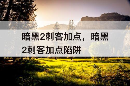 暗黑2刺客加点，暗黑2刺客加点陷阱