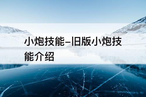 小炮技能-旧版小炮技能介绍