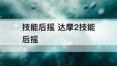 技能后摇 达摩2技能后摇