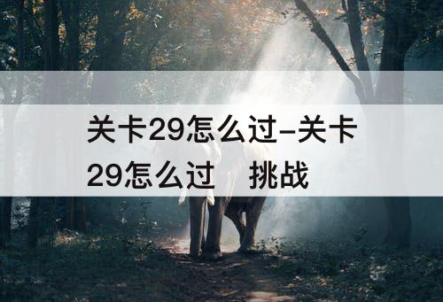 关卡29怎么过-关卡29怎么过   挑战