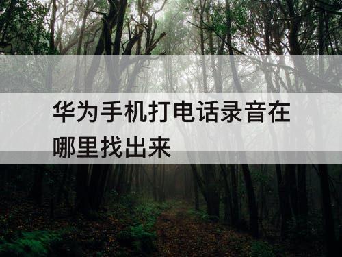 华为手机打电话录音在哪里找出来