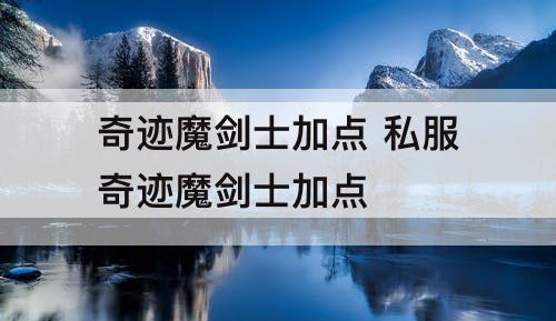 奇迹魔剑士加点 私服奇迹魔剑士加点