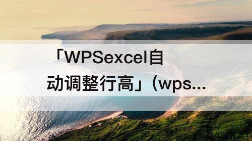 「WPSexcel自动调整行高」(wpsexcel自动调整行高列宽)