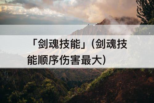 「剑魂技能」(剑魂技能顺序伤害最大)