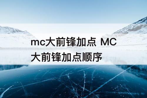 mc大前锋加点 MC大前锋加点顺序