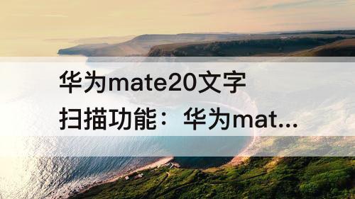 华为mate20文字扫描功能：华为mate20文字扫描功能在哪里