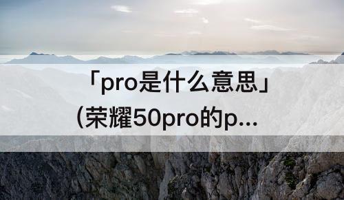 「pro是什么意思」(荣耀50pro的pro是什么意思)