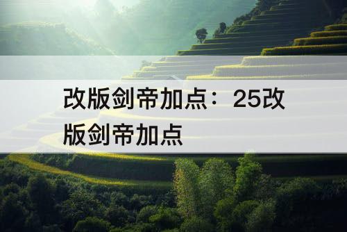 改版剑帝加点：25改版剑帝加点
