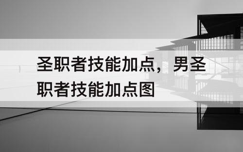 圣职者技能加点，男圣职者技能加点图