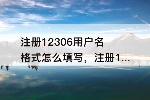 注册12306用户名格式怎么填写，注册12306用户名格式怎么填写视频