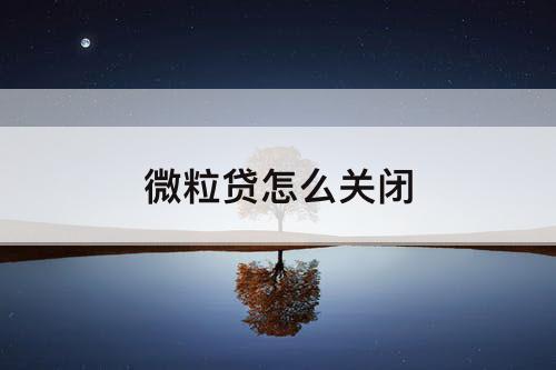 微粒贷怎么关闭