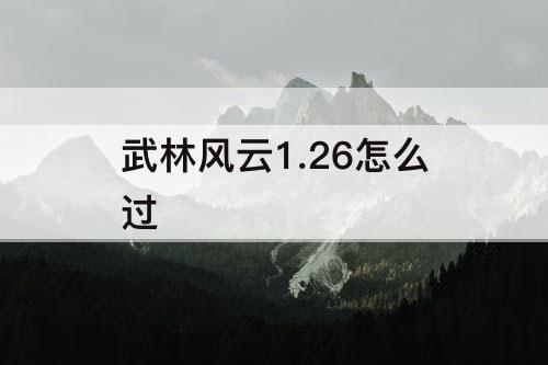 武林风云1.26怎么过