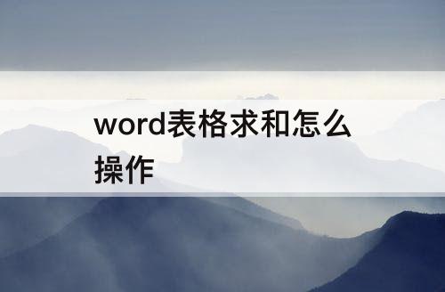 word表格求和怎么操作