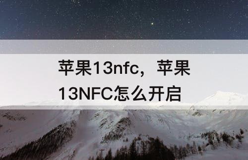 苹果13nfc，苹果13NFC怎么开启