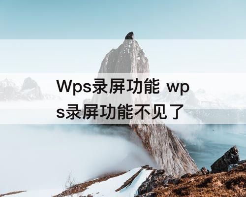 Wps录屏功能 wps录屏功能不见了