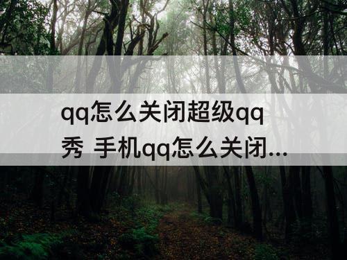 qq怎么关闭超级qq秀 手机qq怎么关闭超级qq秀
