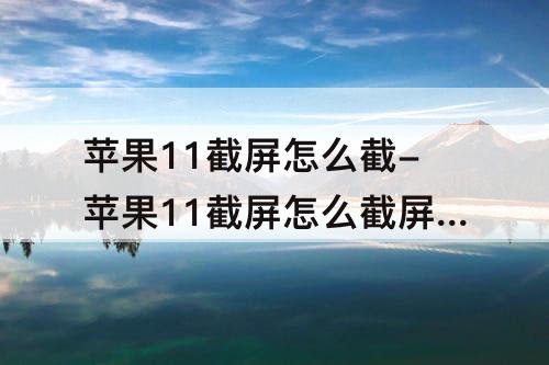 苹果11截屏怎么截-苹果11截屏怎么截屏的