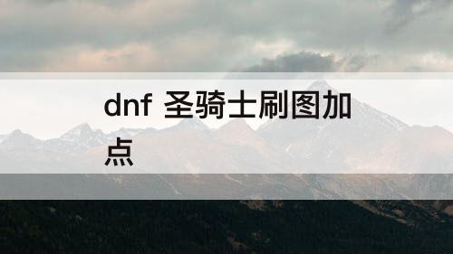 dnf 圣骑士刷图加点