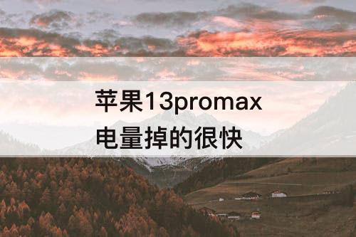 苹果13promax电量掉的很快