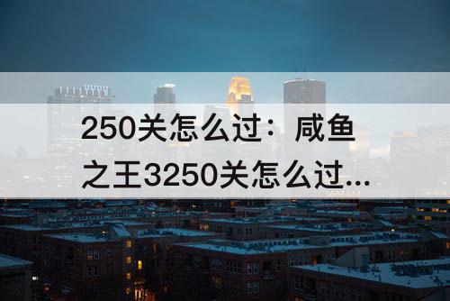 250关怎么过：咸鱼之王3250关怎么过华佗