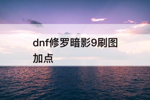 dnf修罗暗影9刷图加点