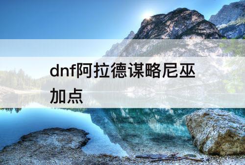dnf阿拉德谋略尼巫加点