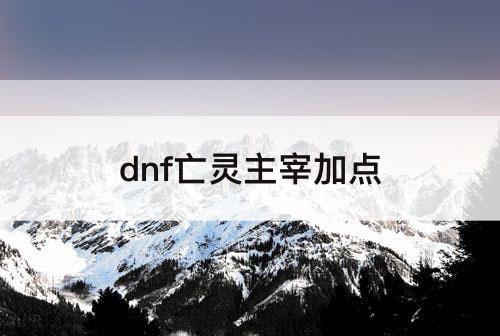 dnf亡灵主宰加点
