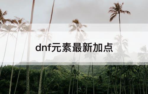 dnf元素最新加点