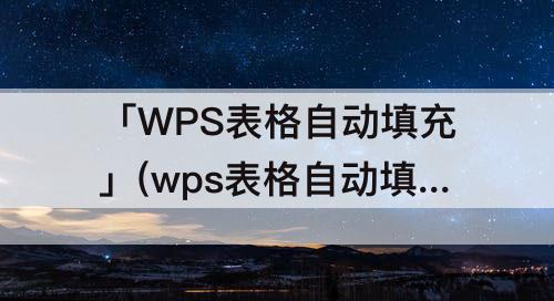 「WPS表格自动填充」(wps表格自动填充上一行公式)