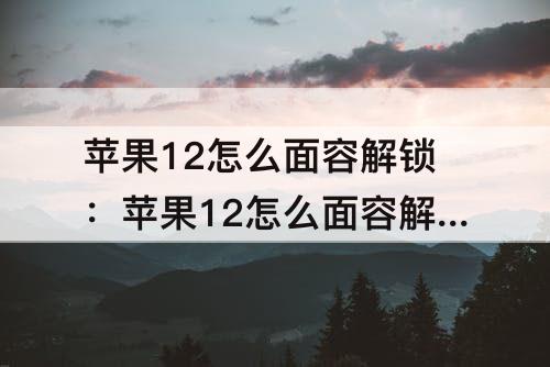 苹果12怎么面容解锁：苹果12怎么面容解锁ID下载